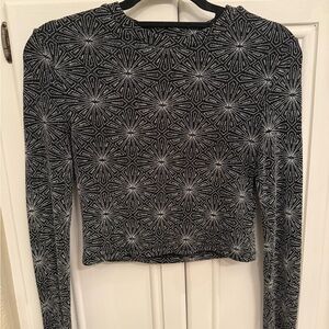 Y2K Glitter Patterned Crop Top